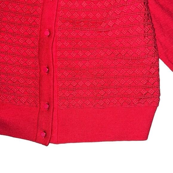 Kate Spade Coral Pink Button Front Knit Cardigan Crochet Overlay sz XS X-small - Picture 5 of 9